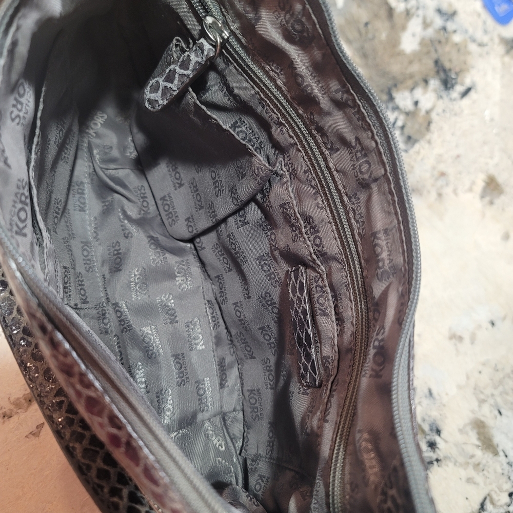 Michael Kors Grey/Black Python Embossed Leather B… - image 6